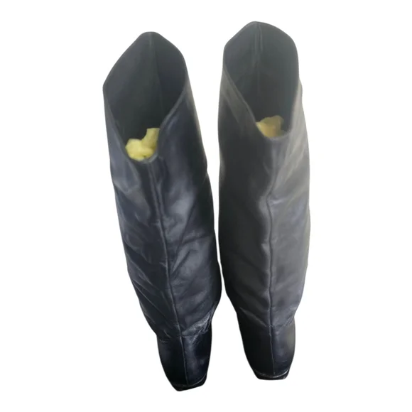 Vintage Mister Shoes Genuine Leather Black Pull On Mid Calf Boots 8M - Picture 9 of 9